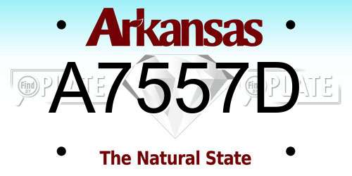 A7557D Arkansas License Plate