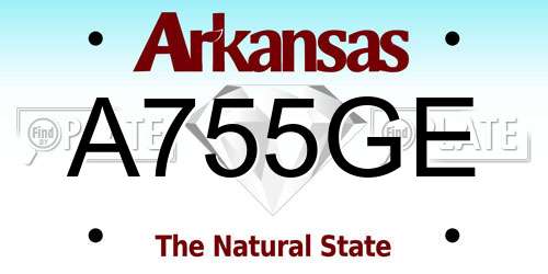 A755GE Arkansas License Plate