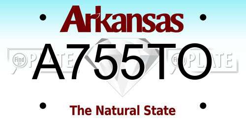 A755TO Arkansas License Plate