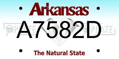 A7582D Arkansas License Plate