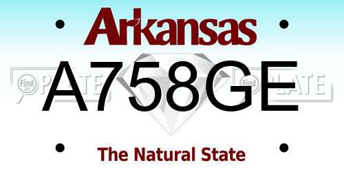 A758GE Arkansas License Plate