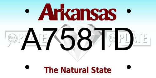 A758TD Arkansas License Plate