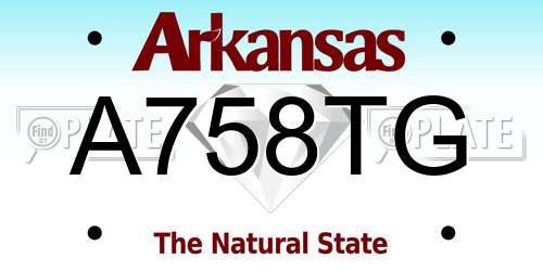 A758TG Arkansas License Plate