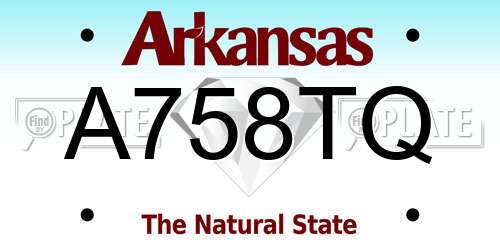 A758TQ Arkansas License Plate