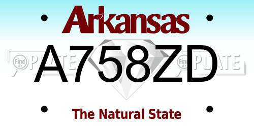 A758ZD Arkansas License Plate