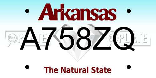 A758ZQ Arkansas License Plate