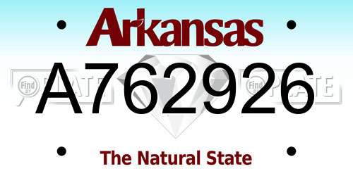 A762926 Arkansas License Plate