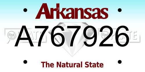 A767926 Arkansas License Plate