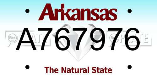 A767976 Arkansas License Plate