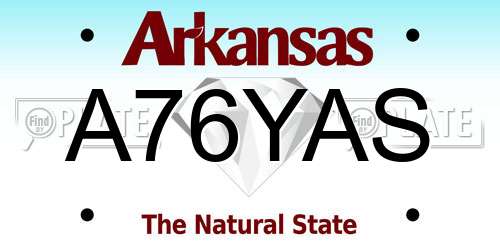 A76YAS Arkansas License Plate