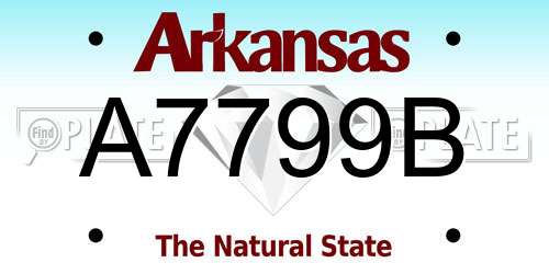 A7799B Arkansas License Plate