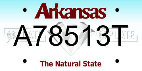 A78513T Arkansas License Plate