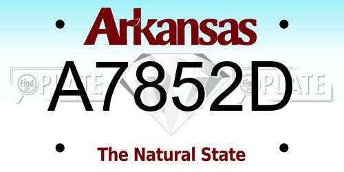A7852D Arkansas License Plate