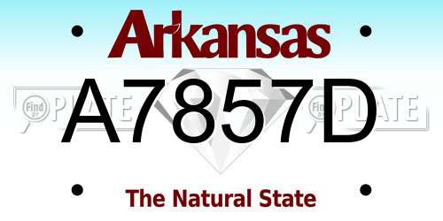 A7857D Arkansas License Plate
