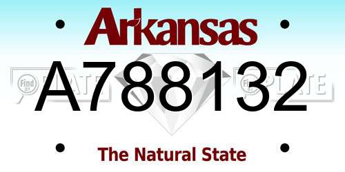A788132 Arkansas License Plate