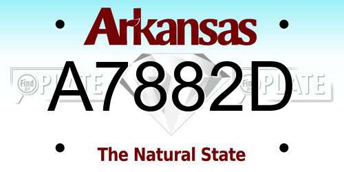 A7882D Arkansas License Plate