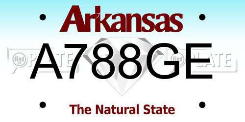 A788GE Arkansas License Plate