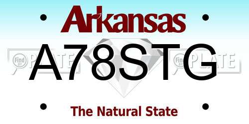 A78STG Arkansas License Plate