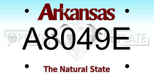 A8049E Arkansas License Plate