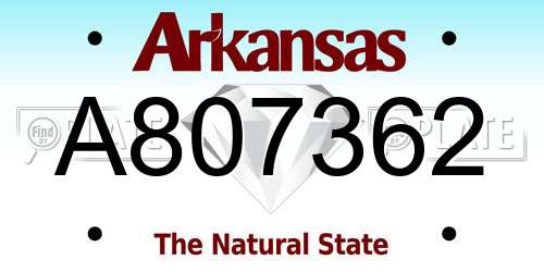 A807362 Arkansas License Plate
