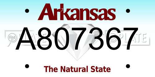 A807367 Arkansas License Plate