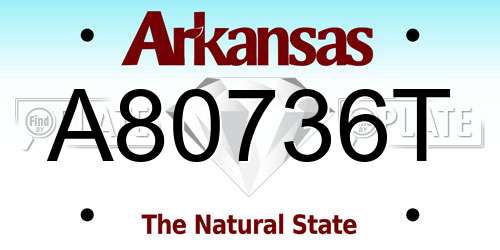 A80736T Arkansas License Plate