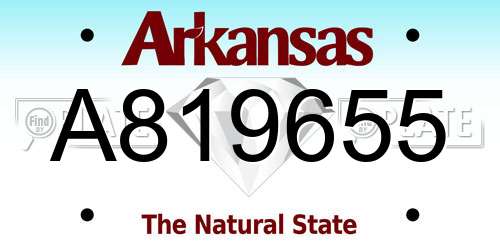 A819655 Arkansas License Plate