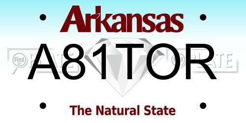 A81TOR Arkansas License Plate