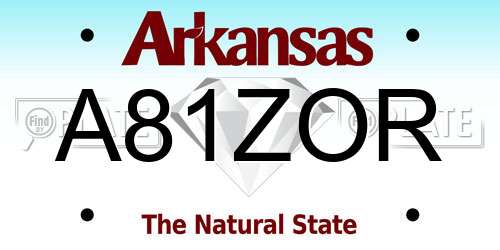 A81ZOR Arkansas License Plate