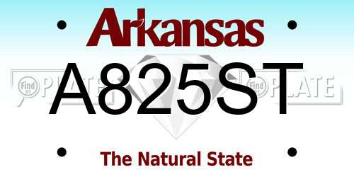 A825ST Arkansas License Plate