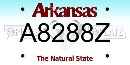 A8288Z Arkansas License Plate