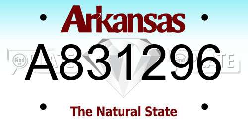 A831296 Arkansas License Plate