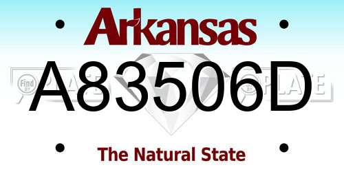A83506D Arkansas License Plate