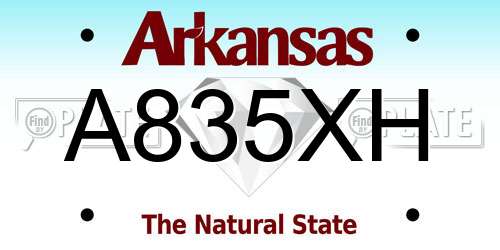 A835XH Arkansas License Plate