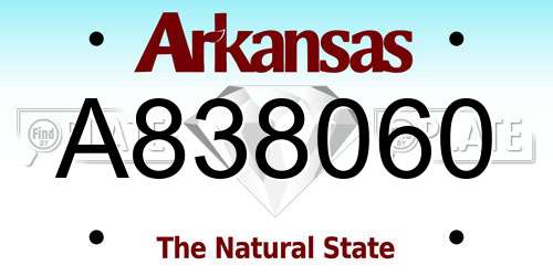 A838060 Arkansas License Plate