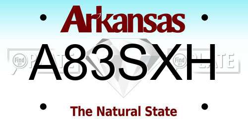 A83SXH Arkansas License Plate