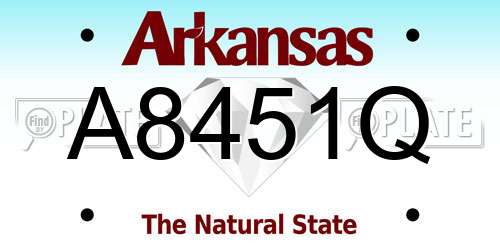 A8451Q Arkansas License Plate