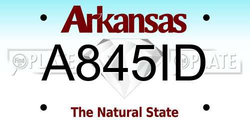 A845ID Arkansas License Plate
