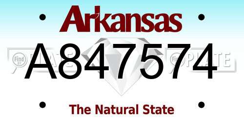 A847574 Arkansas License Plate