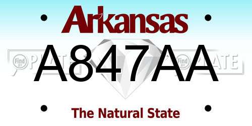 A847AA Arkansas License Plate