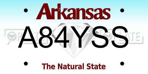 A84YSS Arkansas License Plate