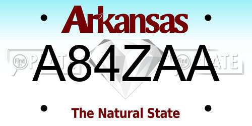 A84ZAA Arkansas License Plate