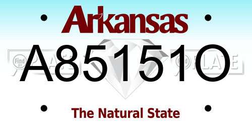 A85151O Arkansas License Plate