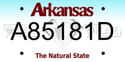 A85181D Arkansas License Plate