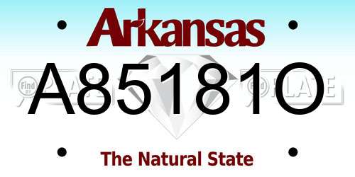 A85181O Arkansas License Plate
