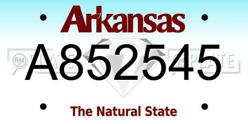 A852545 Arkansas License Plate