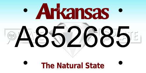 A852685 Arkansas License Plate