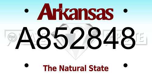 A852848 Arkansas License Plate