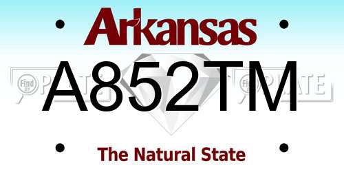 A852TM Arkansas License Plate