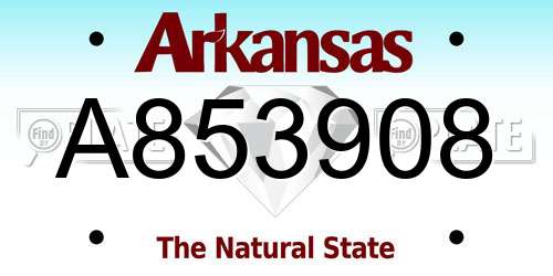 A853908 Arkansas License Plate